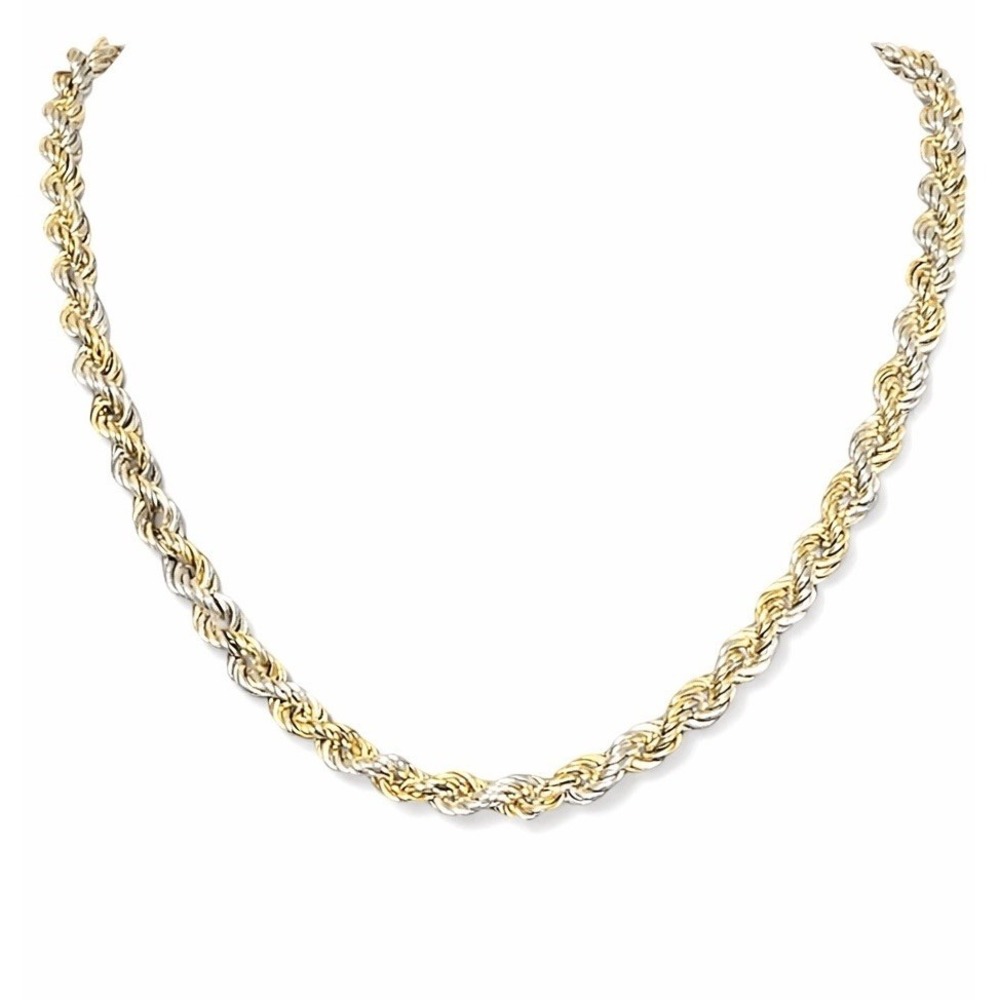 Sterling Silver Rope Chain Necklace 925 Two Tone Milor Italy 24" 35.7g